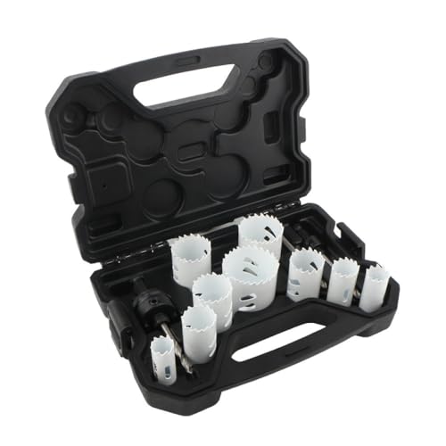 Juego de brocas tipo fresa (hole saw) bi-metálicas con cobalto M42, 9 piezas, para madera, yeso, aluminio y placa de yeso miniatura 1