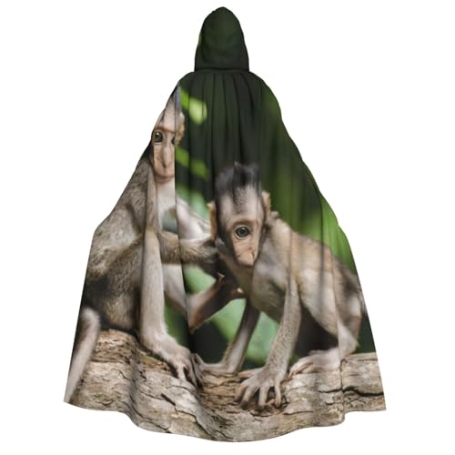 Cape à capuche singes médiévaux unisexe pour Halloween et cosplay