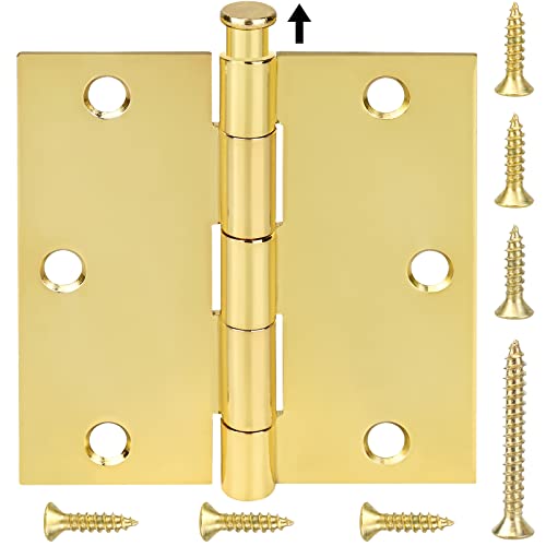 Ticonn 6-Pack 3.5 Inch Door Hinges With Square Corner, 3-1/2 X 3-1/2 Inch Iron Bifold Residential Doors Hardware (Square Corner, Polished Brass, 6 Pack) #TOP9