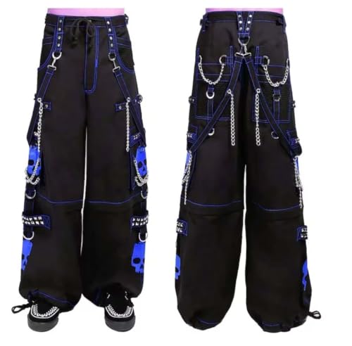 Customize Handmade Gothic Pant | Blue Super Skull Gothic Cyber Chain Goth Jeans Punk Rock Pants | Skull Gothic Pant4