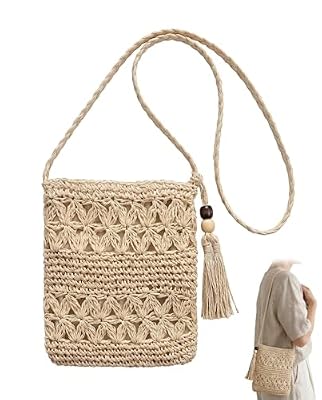 RAMGLYO Borsa Tracolla Paglia Intrecciata Donna Beige, Leggera per Estate e Spiaggia. Ideale per Viaggi, Città e Vacanze, completa ogni look con tocco chic e naturale.