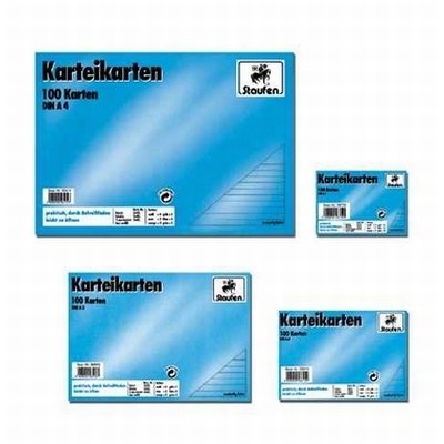 Staufen Karteikarten A5 liniert 180g/qm blau VE=100 Stück