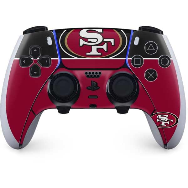 Vista 8 de Skinit Decal Gaming Skin Compatible with PS5 DualSense Edge Pro Controller - Officially Licensed NFL San Francisco 49ers Double Vision Design Negro