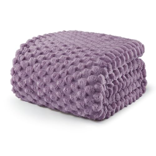 Image of Exclusivo Mezcla 3D Fleece Queen Size Blanket for Bed, Grayish Purple | Extra Soft Fuzzy Plush Lightweight Bed Blankets, Cozy Fluffy Decorative Blankets for All Seasons, 90x90 Inches