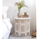 COTTON CRAFT Solid Wood End Table - Hand Carved Folding Accent Side Table - Image 2
