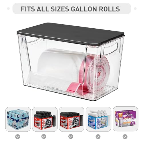 Image of Heyuzb Pantry Organizers Storage, 2 Pack Large Clear Storage Bins with Bamboo Lids for Onion, Potato, Garlic, Canned Food, Organizer Bins for Under Sink, Kitchen, Countertop, Bathroom