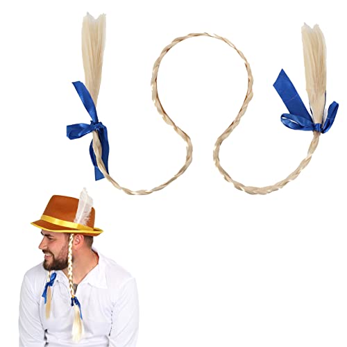 Image of I LOVE FANCY DRESS Blonde Plaits With Blue Ribbon on Headband - Perfect for Oktoberfest - Pack Of 1