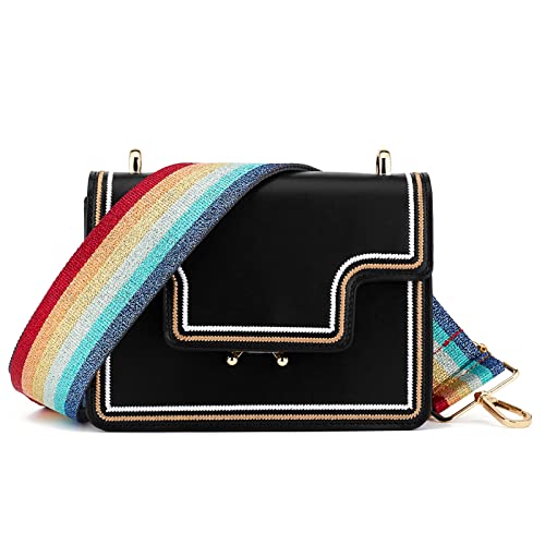 Wide Shoulder Strap Adjustable Replacement Belt Guitar Style Crossbody Bag Handbag Strap Multicolor Canvas Straps(wide:1.97"(5CM)) (Rainbow4) - Thumbnail 5