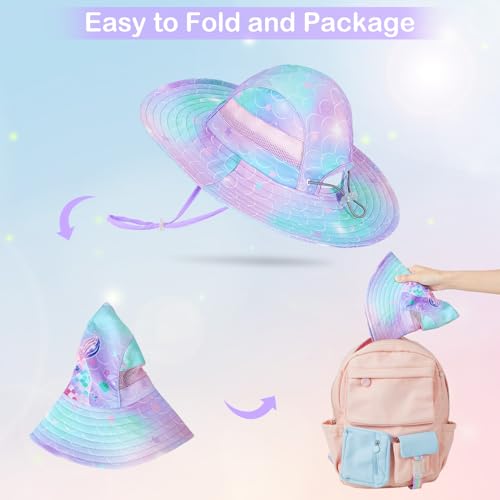 Image of Kids Sun Hat for Toddler Girls Unicorn Bucket Hats UV Protection Summer Hat for Kids Wide Brim Fishing Hat 2-8 Years
