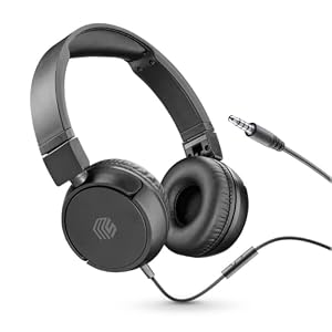 Music Sound | Bügelkopfhörer mit Kabel Over Ear Basic | On-Ear-Kopfhörer Faltbarer Kopfbügel mit 1,2 m Anti-Tangle-Kabel und integriertem Mikrofon - 3,5-mm-Klinkenanschluss – Farbe Schwarz