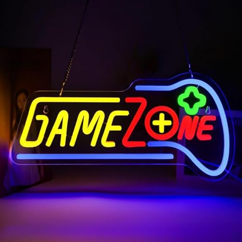Image of LED Game Sign Game Zone Neon Signs Gaming Room Wall Art Decor Man Cave Lights Signs Gamer Home Bedroom Decoration USB Powered Brightness Adjustable