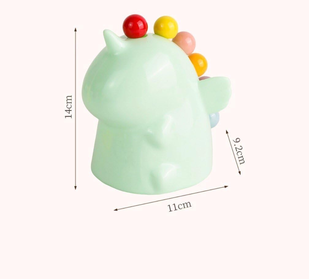 Cute Dinosaur Plastic Figurine Desk Organizer with Fruit Forks,yellow