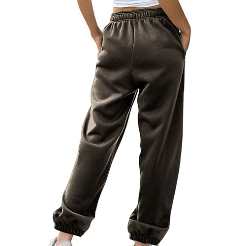 Womens Casual Joggers Cotton Sweatpants,Women Solid Color Trendy Athletic Pants,High Waisted Cute Sport Clothes