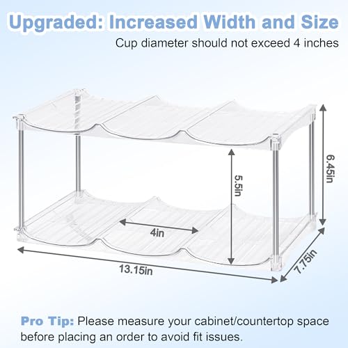 Stackable Water Bottle Organizer - Stanley Cup Holder for Cabinet Large Water Bottle Holder, Kitchen Pantry Organizers and Storage for Stanley Tumbler 40oz, Clear Tumbler Storage Organizer, 2 pack by Spaclear - Image 2