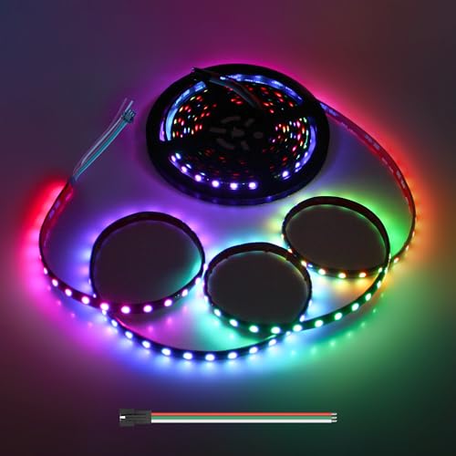 Image of ALITOVE 12V LED Light Strip WS2811 Addressable RGB IC LED Strip Light 300LEDs 16.4ft LED Lights for Bedroom Black Diffuser Upgraded Adhesive Back IP65 Waterproof (Without Power Supply & Controller)