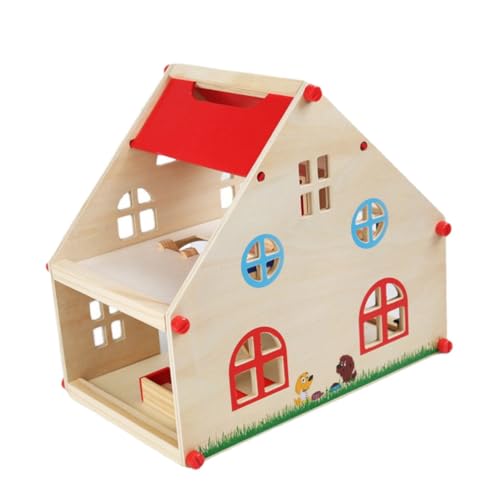 Totority Wooden Doll House Role-Playing Toy Mini Villa for Boys and Girls Educational Simulation Kit