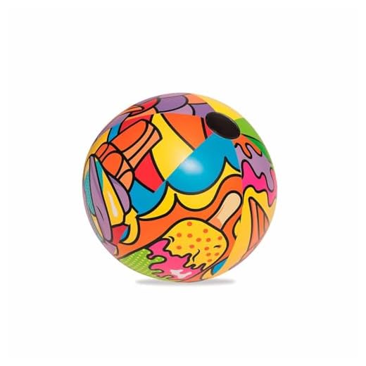 Bestway 31044 - Pelota De Playa Hinchable Diseño Pop Art Multicolor 63 Cm Aprox. Vinilo Resistente Probado Con Válvula De Seguridad Para Inflado Fácil Mayores De 3 Años
