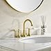 TimeArrow Brushed Gold 8 inch Widespread Bathroom Sink Faucet 3 Holes with Pop-Up Drain, 2 Handle Modern Bathroom/Vanity/Lavatory Faucet with Brass 360° Swivel Spout, TAF830Y-PB
