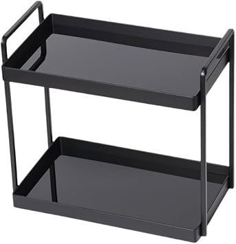 Skin Care Products Storage Rack, Countertop Shelf with Acrylic Shelves, Desktop Display Stand, Decorative Tray Stand for Bathroom, Bedroom, Dressing TableBlack