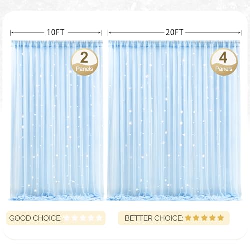 10x10ft White Tulle Backdrop Curtain with Lights String for Parites, Sheer Photo Backdrop Curtains with Lights for Wedding Backdrop Ceremony Reception Bridal Shower Baby Shower Birthday Party - Image 9