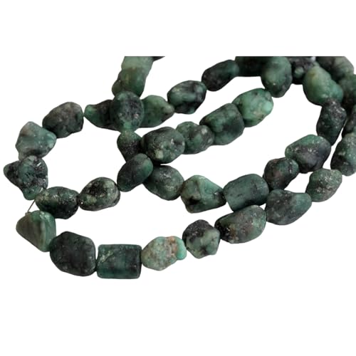 Gems For Jewels Cuentas en bruto de esmeralda de 8 a 11 mm para mujer, piedras crudas de esmeralda perforadas, piedras preciosas de esmeralda en bruto, esmeralda cruda suelta para joyería