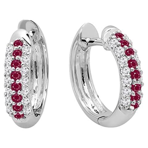 Dazzlingrock Round Ruby & Diamond Hoop Earrings Cover