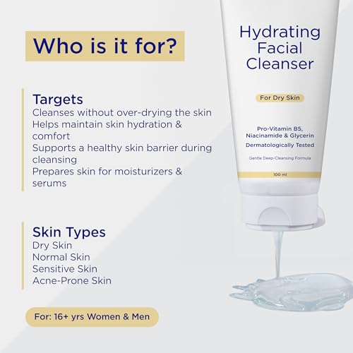 Image of Undry Hydrating Facial Cleanser | Gentle Deep-Cleansing Gel with Pro-Vitamin B5, Niacinamide & Glycerin | For Dry Skin | Dermatologically Tested | 100ml