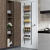 COSTWAY Hängeorganizer an der Tür/Wand, Hängeregal mit 6 verstellbarem Etagen, Hängeaufbewahrung für Haushalts-Utensilien, Duschregal Einhängekorb Stahl, Tür-Regal für Küche & Bad & Speisekammer