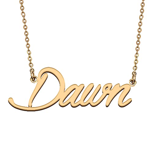 HUAN XUN Dawn Name Necklace for Women Stainless Steel Pendant Letter Necklace for Mom Women Gifts
