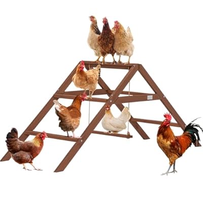 PETSFIT Roosting Bars for Coop Accessories, Chicken Perches with Swing are Perfect for 8-10 Chickens, Wooden Chicken Ladder for Pet's Healthy & Happy, Easy to Assemble&Clean