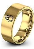 Zealot Jewelry Gift for Candy Fan Candy Jar Ring Tungsten His and Hers Brushed Gold 7th Anniversary for Her Modern Men's Wedding Set Fiancé Engagement Tungsten Carbide Engraved Size 14