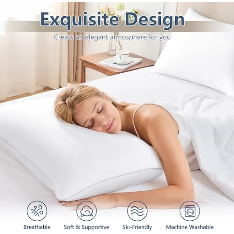 CozyLux Bed Pillows Set of 2, Soft and Supportive Down Alternative Pillows for Sleeping 2 Pack, Luxury Hotel Quality Gusseted Bedding Pillows for Back, Stomach or Side Sleepers