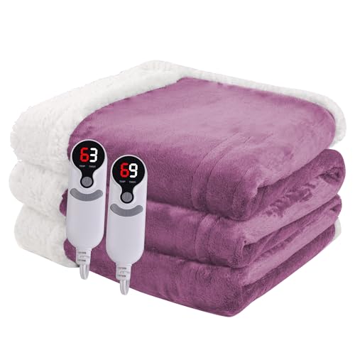 Minervada Electric Heated Blanket Queen Size 84"x90", Purple