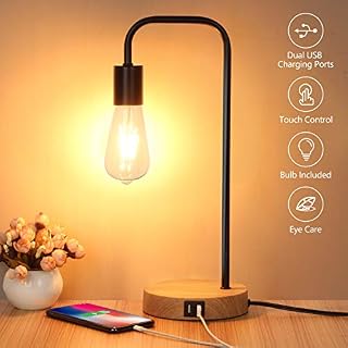 Touch Control Table Lamp, USB Desk Lamp, 3 Way Dimmable Modern Nightstand Lamp