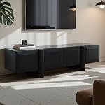 Hometopia – Hometopia TV-Lowboard 160 cm, Schwarz mit geometrischen Fron