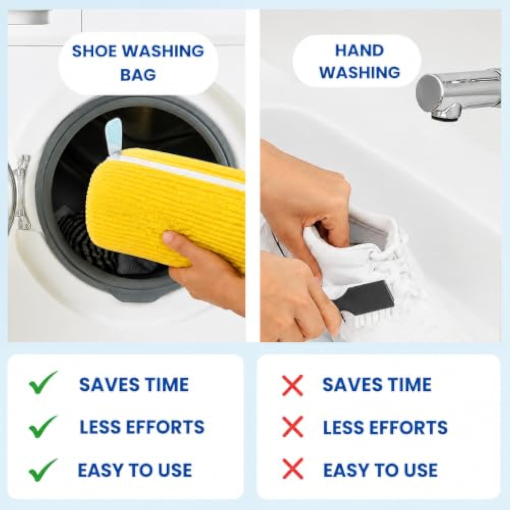 Reusable Shoe Washing Bag with Zipper, Protective Cleaning Bag