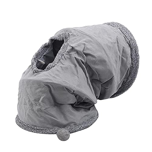 Leerking Extra Long Cat Tunnel 51"(L) Dia 12" For Large Fat Cat Crinkle Tube Connectable Indoor Outdoor Hideaway Toy For Rabbit Puppy, Grey #TOP3
