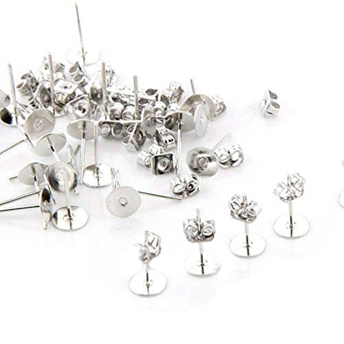 Preisvergleich Produktbild Easy Provider 15X Paar 6mm Ohrstecker Versilbert Rohling Ohrschmuck TOP