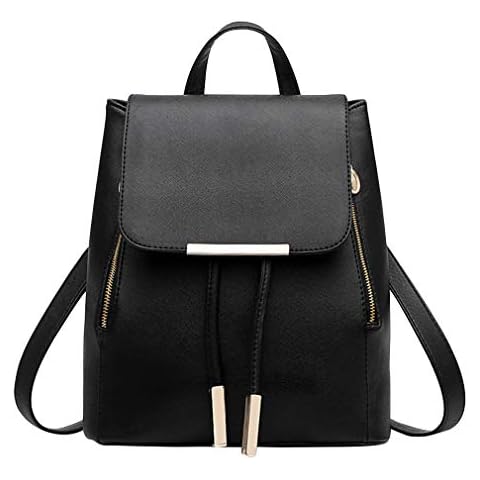Pahajim Backpack Womens Small PU Leather Rucksack Bags Mini Fashion Back Pack Ladies Backpack Handbags Stylish Anti-Theft Waterproof Casual Daypack for School Travel (black) Cover