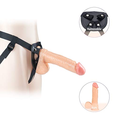 Lissom 7 pollici realistico morbido e confortevole portatile indossabile bacchetta regolabile in silicone strap-on Ďìld`ɔ Ventosa