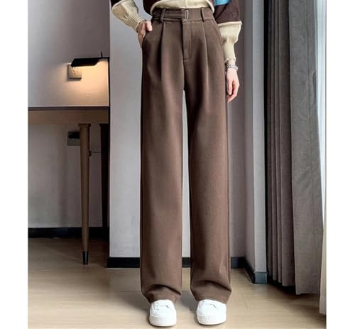 Women Winter Wool Wide Leg Pants High Waist Suit Straight Pants Korean Thick Baggy Woolen Full Trousers4