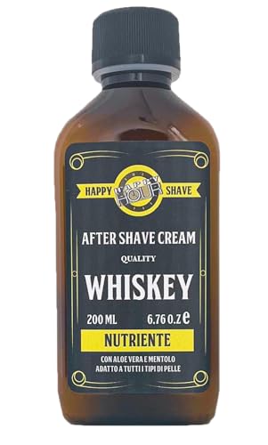 Happy Hour Whiskey Barber Shop nährende After Shave Creme mit Aloe Vera & Menthol - 200 ml - Made in Italien