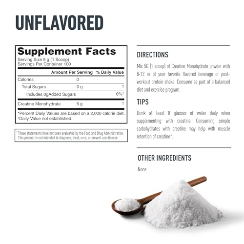 Isopure 100% Pure Creatine Monohydrate Powder, Unflavored, 1.1 lb (100 Servings) — view 9