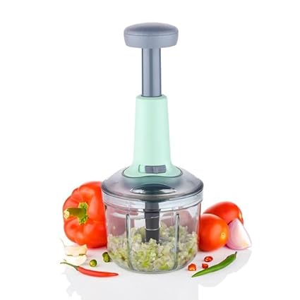 OFFYX Manual Vegetable Chopper Steel Blade Hand Press Vegetables Chopper Kitchen for Cutting Salad, Onion, Chilly Mixer(lticolor pack of 1)