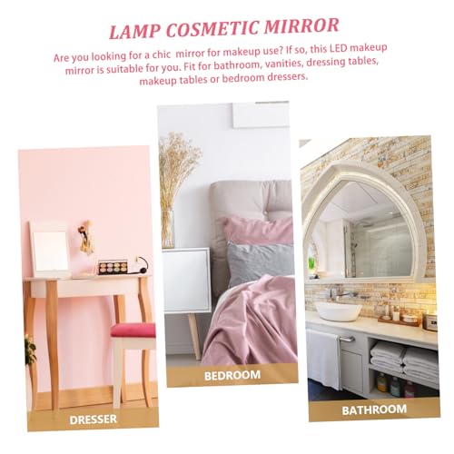 Espejo para maquillaje con luz LED portátil blanco miniatura 4