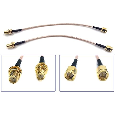 GP Electric Pack of 2 RF RG316 SMA Male to SMA Female Nut Bulkhead Crimp Antenna Low Loss Coaxial Cable (7 inches (17.8 cm)) Cover