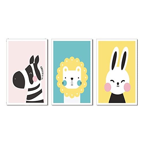 KUZINO 3 Stück Wandkunstdrucke - lustige Cartoon-Gemälde ungerahmt Kunstwerke für Kinderzimmer Heimdekoration 40,6 x 61 cm Cover