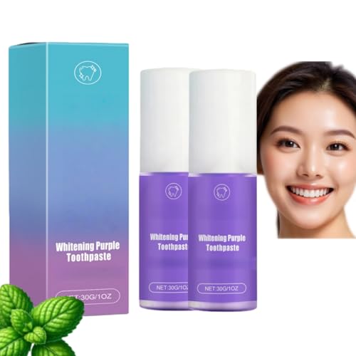 dentifricio viola per sbiancare i denti - Deep Stain Remover Toothpas/Te per i denti sensibili, sbiancamento dentifricio menta per gli adulti, sbiancatore per i denti adatto per fumare (2)