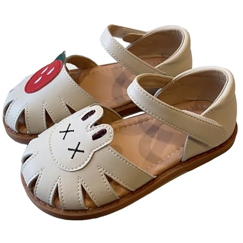 Image of WUIWUIYU Toddlers Little Girls T-Strap Hook&Loop Dress Strawberry Summer Shoes Closed Toe Carrot Sandals