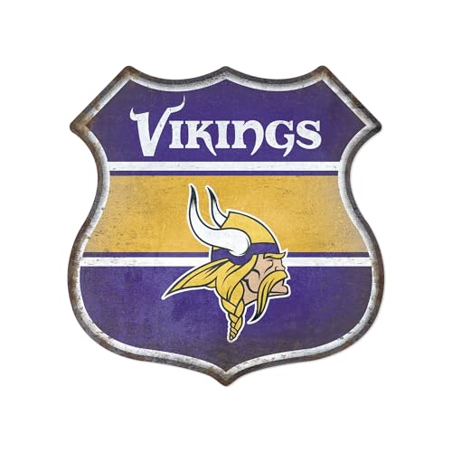 Rico Industries NFL Football Minnesota Vikings Rustic 11.5" Home Decor Metal Route Sign